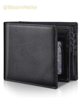 Genuine Leather Bifold RFID Blocking Wallet 14 Card Slots ID Window
